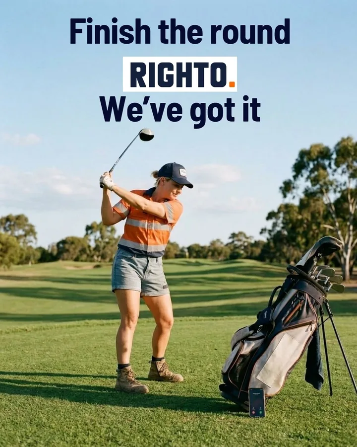 Woman tradie finishing a round of golf