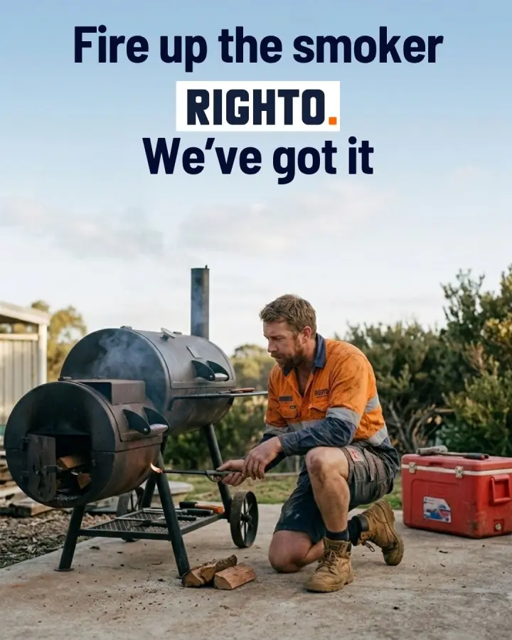 Tradie firing up a smoker for a barbecue
