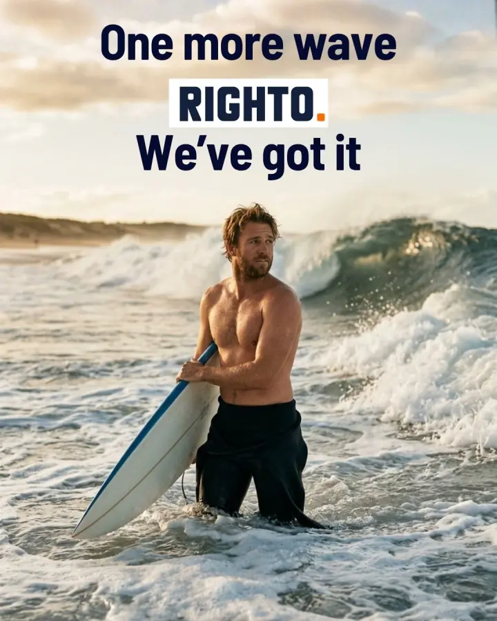 Tradie heading back into the surf for one more wave