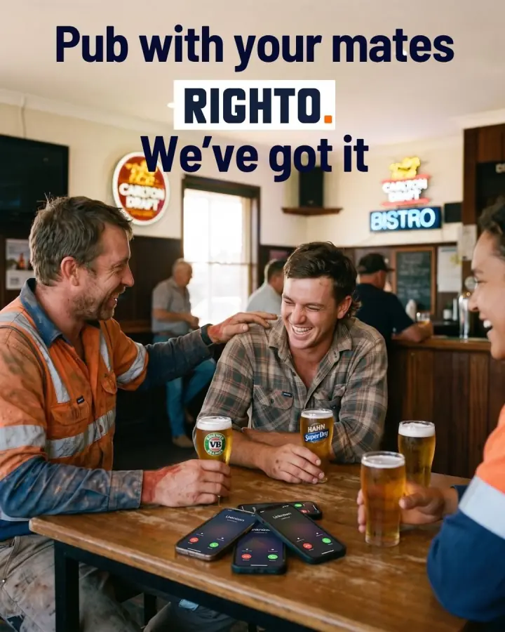Tradies having a beer together at the pub